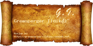 Gremsperger Ildikó névjegykártya